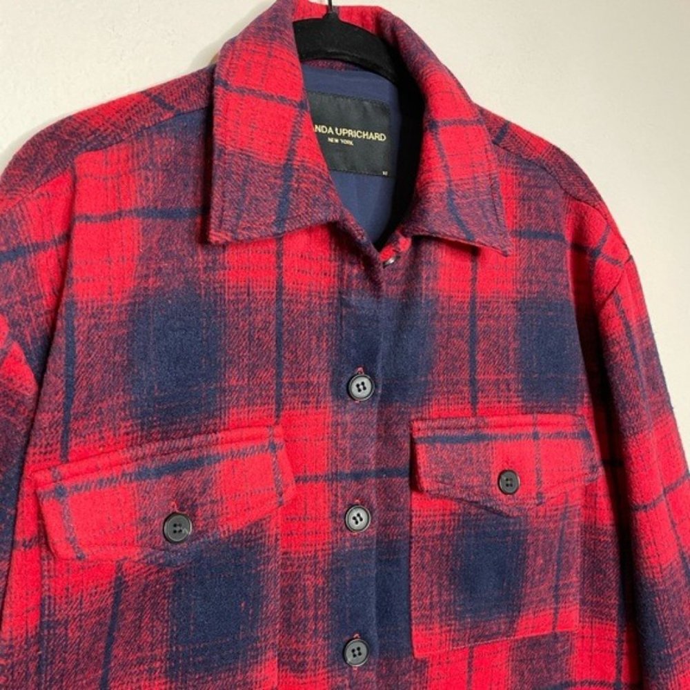 Amanda Uprichard Hollis Red Blue Checked Shirt Jacket XS - Picture 4 of 8